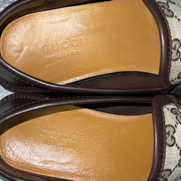 Gucci GG Canvas Vintage Moccasins Brown Leather 10 G or 10.5 US or 44 EUR - Picture 9 of 11